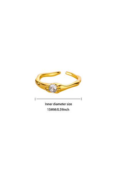 Choice JZ7612G خواتم دائرية من الفولاذ المقاوم للصدأ مرصعة بالزركونيوم المكعب للنساء، خاتم إصبع ذهبي اللون، مجوهرات أنيقة