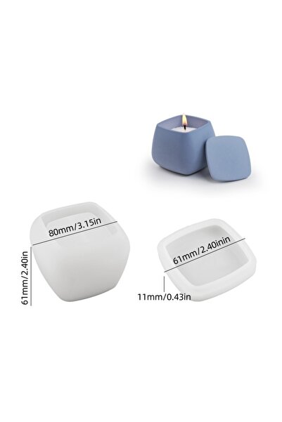 Choice قالب شمعة على شكل كأس مربع مع غطاء قالب سيليكون من الجبس الأسمنتي، حامل شموع، زينة، متجر