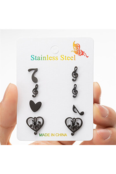 Choice ZH036B 4Pairs/Lot Mini Music Earrings Sets Lovely Stainless Steel Musi...