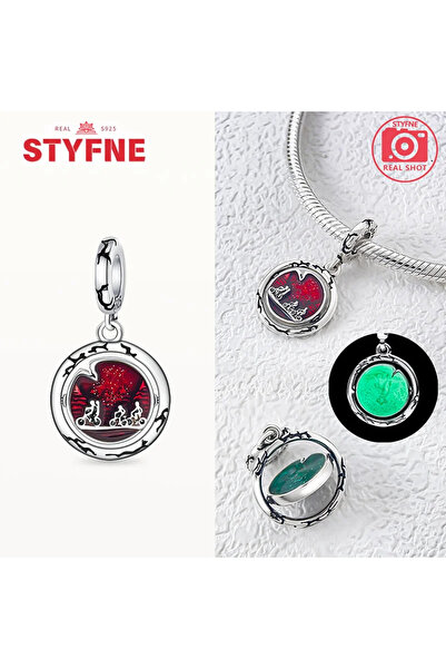 Choice PYC0236 قلادة شخصية الوحش الفضية 925 المضيئة في الظلام مع حبات قلب حمر...