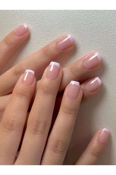 Choice أظافر صناعية خضراء من ARTAUG، 24 قطعة، أظافر صناعية متوسطة بيضاء مربعة، أظافر صناعية حلوة كورية