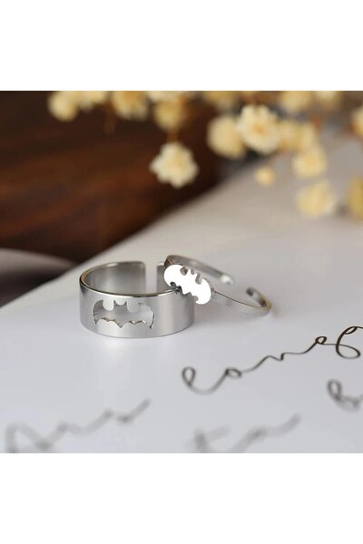 Choice مجموعة خواتم زوجية قوطية من قطعتين AJZ50006S مصنوعة من الفولاذ المقاوم...