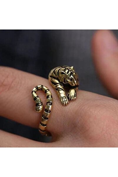 Choice خاتم مفتوح قابل للتعديل بتصميم نمر شرس إبداعي بتصميم حيواني عتيق من جو...