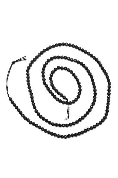 Choice حبات تورمالين سوداء طبيعية بيضاء مقاس 2 مم، حبات مستديرة متعددة الأوجه...