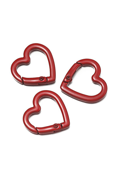 Choice مشبك زنبركي معدني أحمر مقاس 21 × 22 مم، 5 قطع، قابل للفتح على شكل قلب،...
