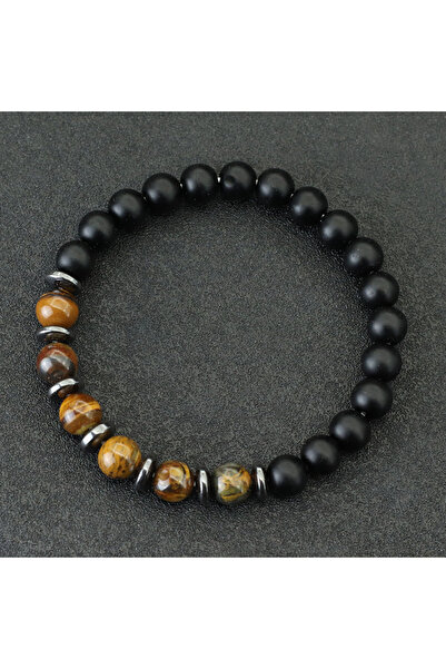 Choice سوار رجالي أنيق من الخرز بحجر أسود مصقول، سوار شاكرا، حجر هاوليت أزرق،...