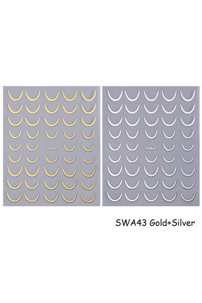 Choice ملصقات أظافر SWA43 2 لون، 2/4 قطع، هلال، تصميم أظافر بخطوط فرنسية لاصق...