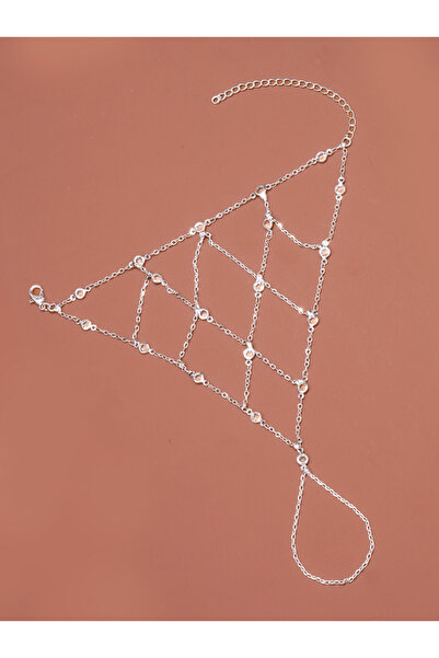 Choice سوار إصبع من حجر الراين الشبكي المطلي بالفضة بتصميم بسيط على شكل يد أن...