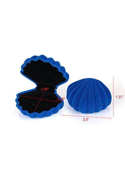 Choice علبة مجوهرات مخملية زرقاء على شكل صدفة، علبة خواتم زفاف، منظم تخزين وع...