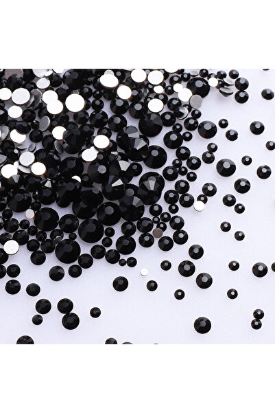 Choice أحجار الراين المسطحة الزجاجية المستديرة السوداء، 1440 قطعة، أحجام متنو...