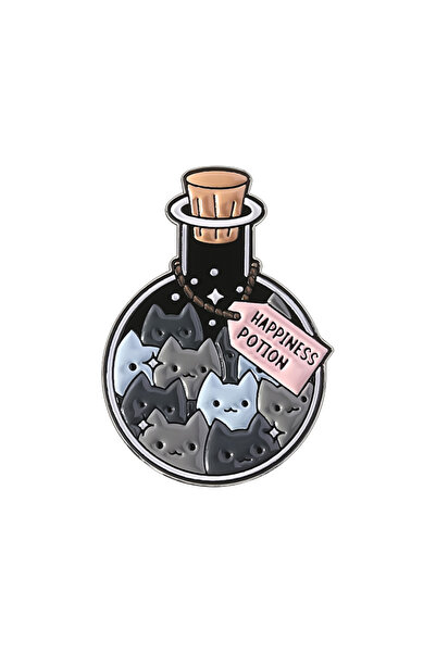 Choice دبوس مطلي بالمينا على شكل جرعة سعادة قطة كرتونية من الطراز 2، دبوس معد...