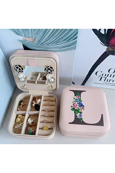 Choice صندوق مجوهرات على شكل زهرة وأبجدية مقاس 10×10×5 سم، صندوق خواتم للسفر،...