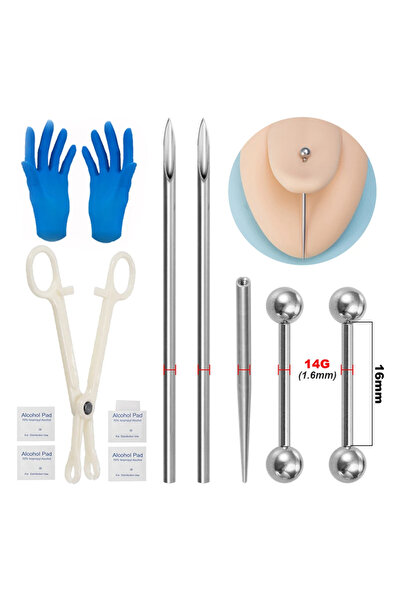 Choice طقم ثقب الجسم الهندسي (سدادة ونفق) - إبر دبابيس مدببة ملولبة من الفولا...