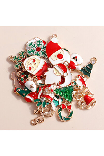 Choice 10 قطع من حلي عيد الميلاد المينا بأنماط مختلطة عشوائية، على شكل شجرة ن...