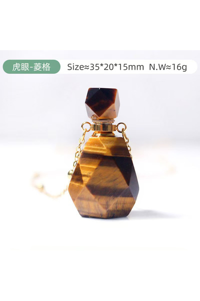 Choice قلادة زجاجة عطر من الكوارتز الطبيعي لشفاء الريكي من عين النمر، قلادة ز...