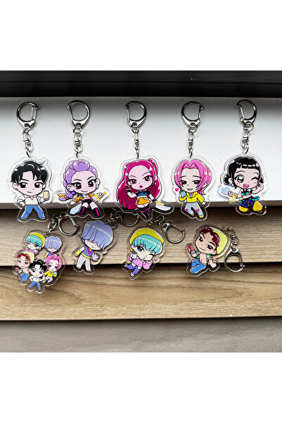Miniso مجموعة سلاسل مفاتيح من 9 قطع من سلسلة مفاتيح أكريليك Kpop Demon Hunter...