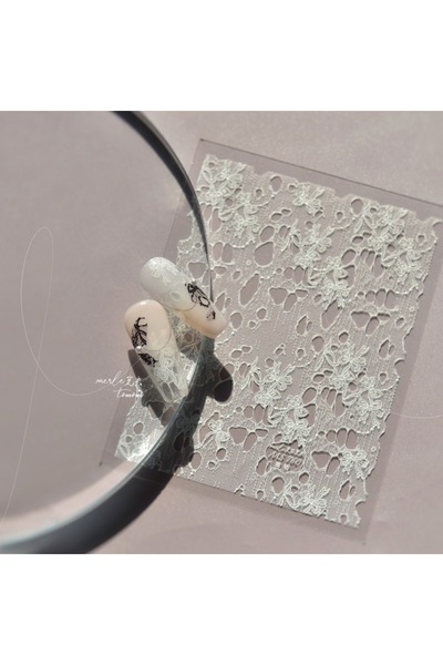 NAILFYOU ملصقات تزيين الأظافر MS760 خماسية الأبعاد على شكل فيونكة ، دانتيل أح...