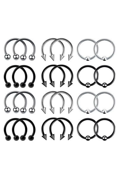 Choice مجموعة من ٢٤ حلقة ثقب متعددة الاستخدامات من الفولاذ المقاوم للصدأ بمقا...