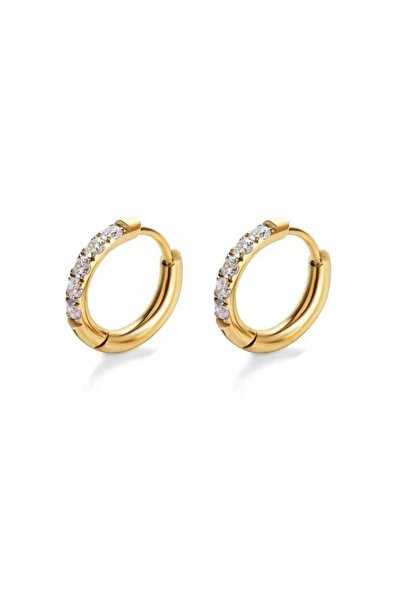 Choice أقراط دائرية من الذهب مكونة من قطعتين من الفولاذ المقاوم للصدأ مرصعة ب...