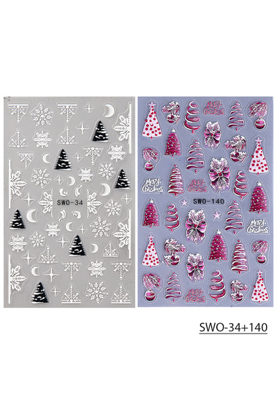 Choice ملصقات أظافر عيد الميلاد SWO-34 140، قطعتان، ذاتية اللصق، شجرة عيد الم...