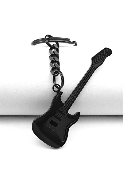 Choice سلسلة مفاتيح موسيقية على شكل جيتار روك جوث من BK Y2K للنساء والرجال مصنوعة من الفولاذ المقاوم للصدأ باللون الأسود وحقيبة موسيقية جمالية C