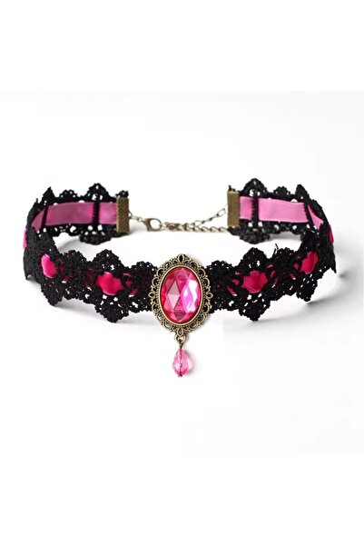 Choice قلادة من الفضة الإسترليني عيار 925 عالية الجودة من المخمل الوردي، قلاد...