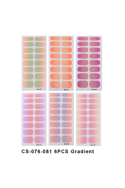 Choice CS-076-081 مجموعة من 6 قطع من ملصقات الأظافر بلون متدرج بدون خبز، شرائ...
