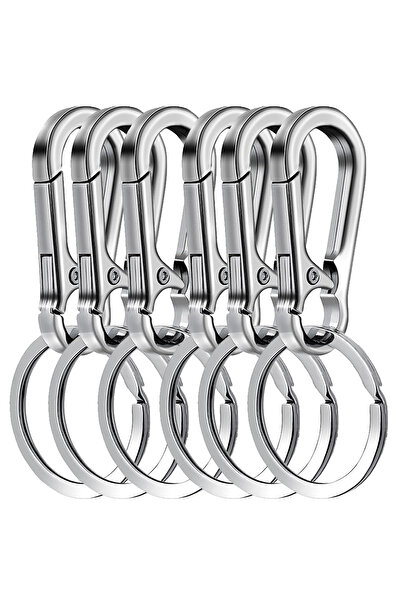 Choice Silver 6Pcs Carabiner Clip Keychain Metal Carabiner Shape Key Ring Key...