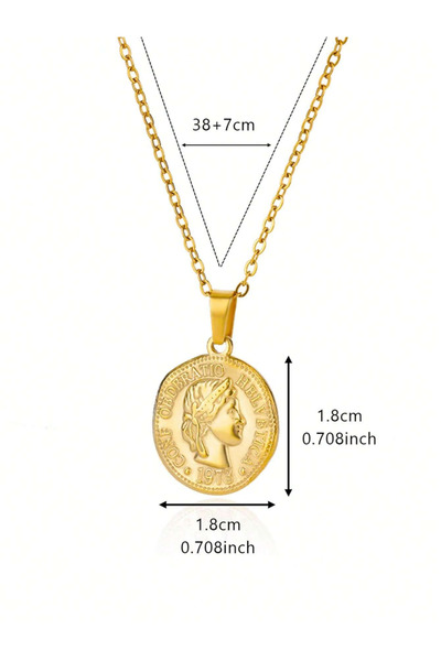 Choice قلادات N05562G عتيقة من الفولاذ المقاوم للصدأ باللون الذهبي للنساء وال...