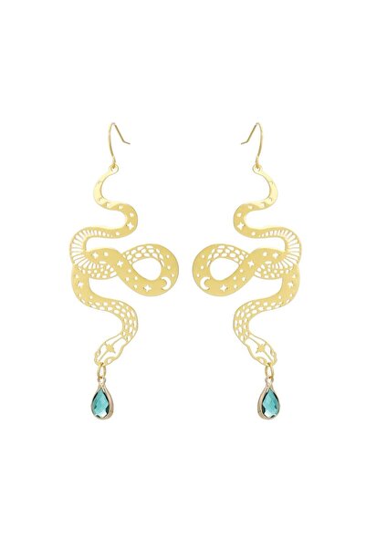 Choice أقراط ثعبان ذهبية اللون، أقراط ساحرة من Wanderlust Jewelry مضادة للحساسية