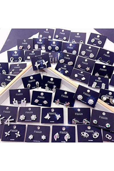 Choice ١٠ أزواج/٢٠ زوجًا/مجموعة من أقراط الزركون الفضية عيار ٩٢٥ بتصميم إبرة للنساء، بتصاميم متنوعة ولامعة