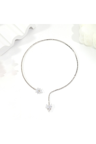 Choice قلادة مفتوحة من أحجار الراين الزهرية مطلية بالفضة من Stonefans، قلادة ...