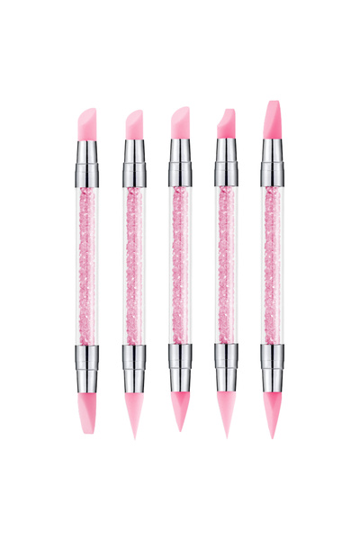 Choice مجموعة من 5 قطع A 1/5 قطع من أقلام نحت فن الأظافر ذات الطرف المزدوج من السيليكون وأدوات فن الأظافر المصنوعة من أحجار الراين من السيليكون