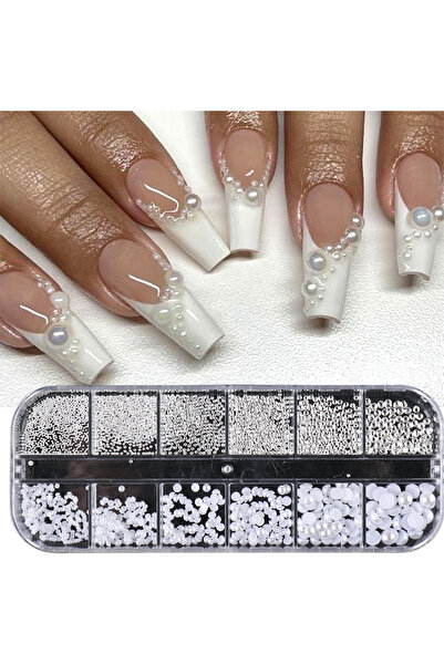 Choice 1boxzhengzhu أحجار الراين لتزيين الأظافر من اللؤلؤ الأبيض نصف دائري، خ...