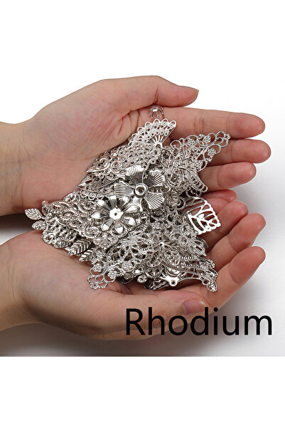 Choice قلادات من الروديوم 50 جرام، لفائف زهور دقيقة، موصلات معدنية، خرز سحر م...