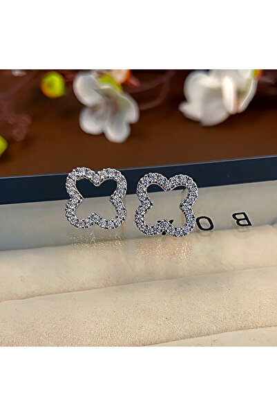 Choice أقراط أذن فضية اللون بتصميم جديد على شكل أوراق شجر مجوفة من الزركون لل...