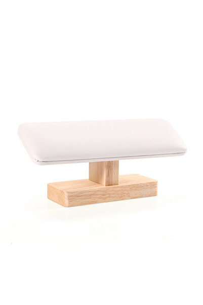 Choice رف عرض أساور من الجلد الصناعي/المخملي على شكل حرف T بقاعدة خشبية بيضاء...