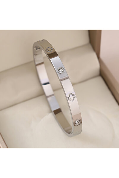 Choice B 1pc 18K Gold Plated Stainless Steel Stackable Bracelet With Chain An...