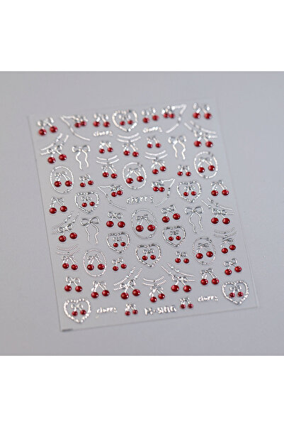 NAILFYOU ملصقات أظافر فنية خماسية الأبعاد على شكل فاكهة حمراء جميلة على شكل ف...