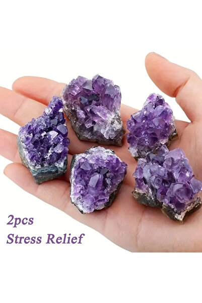 Choice قطعتان من أحجار الجيود الجمشتية الطبيعية عالية الجودة، أحجار الكريستال...