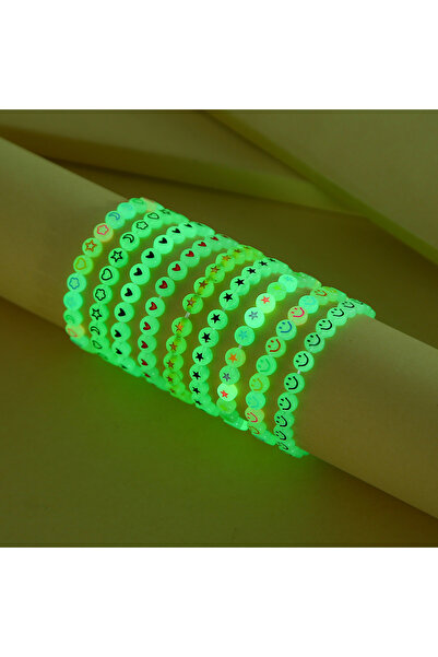 Choice مجموعة أساور مرنة من الخرز المضيء على شكل قلب ونجمة ووجه مبتسم للبنات ...