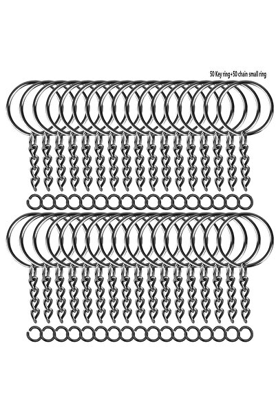 Choice مجموعة من 100 قطعة من حلقات المفاتيح المنقسمة مع سلسلة وحلقات قفز، مجموعة ملحقات لسلاسل المفاتيح