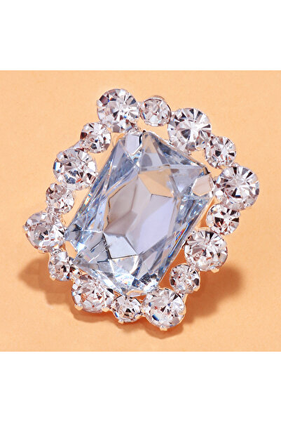 Choice خاتم كريستال شفاف كبير الحجم من الفضة 2025، مناسب للحفلات العصرية، مرصع بأحجار الراين C