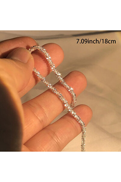 Choice قلادة من الفضة الإسترلينية S925 بطول 18 سم، 2 مم، مع عظمة الترقوة المتلألئة، وسلسلة سترة، وهدية مجوهرات عالية السحر