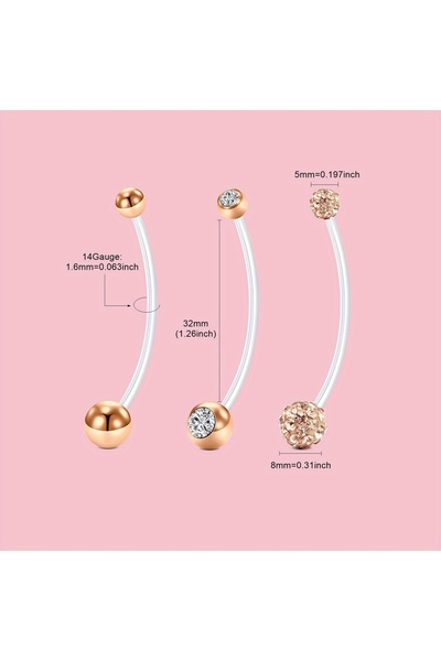 Choice حلقات زر البطن من B Body Navel & Bell Button Barbell مستقيمة من 3 قطع ...