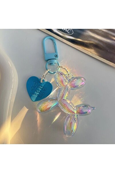 Choice4 Iridescent Blue Cute Acrylic Balloon Dog Keychains for Women Girl Y2K...