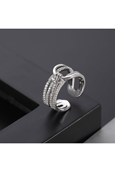 Choice خواتم زركون فاخرة مزدوجة الطبقات قابلة للتغيير الحجم TR-04571-02 للنسا...