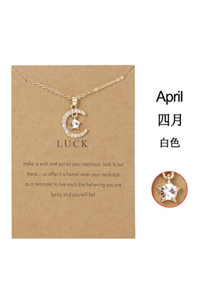 Choice NC21Y0246-4 قلادة على شكل نجمة قمرية من حجر الميلاد لشخصية عصرية للنسا...