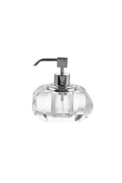 ozbience Şeffaf ve krom detaylı 80 ml banyo sabunluk aksesuarı