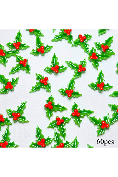Choice 60 قطعة من زينة فن الأظافر على شكل أوراق عيد الميلاد، إكسسوارات لامعة ...